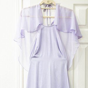 BCBGMAXAZRIA Y2K Lavender Halter Gown with Removable Sheer Capelet, size 2